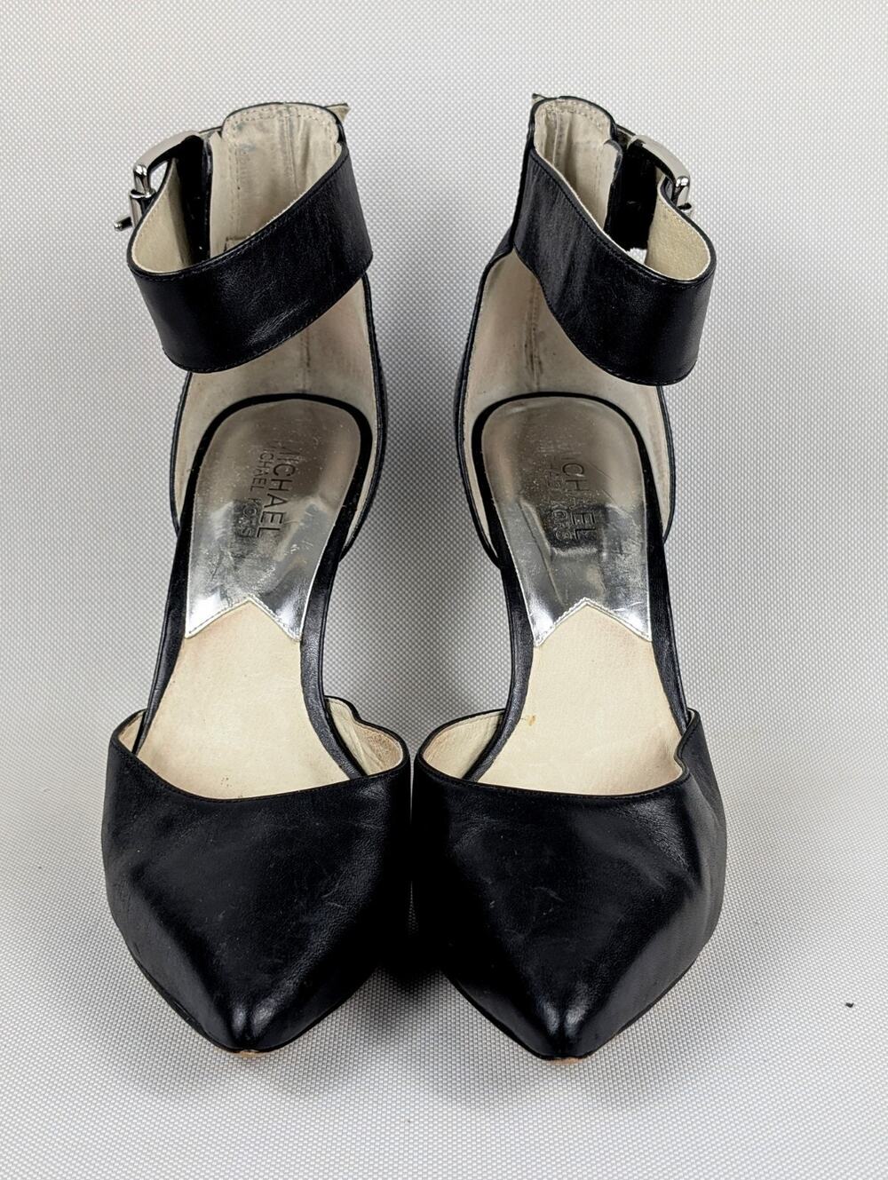 Michael Kors Authentic Leather Pointed Toe Stiletto Women's Dress Shoes Black 8M